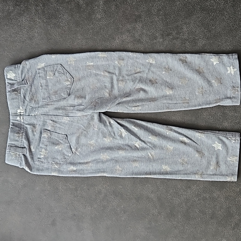 Girl's Gray 2pc Shirt and Pants Set Silver Stars 2T - Picture 9 of 10